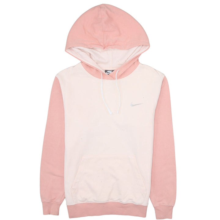 Nike Women's Pink Colourblock Pullover Hoodie Size S Cotton Blend