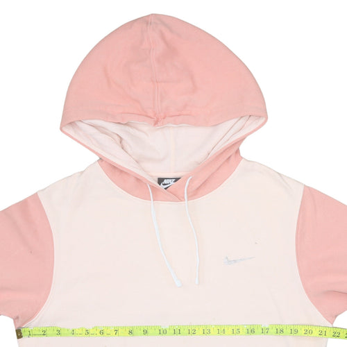 Nike Women's Pink Colourblock Pullover Hoodie Size S Cotton Blend