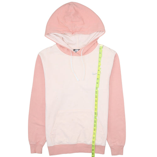 Nike Women's Pink Colourblock Pullover Hoodie Size S Cotton Blend