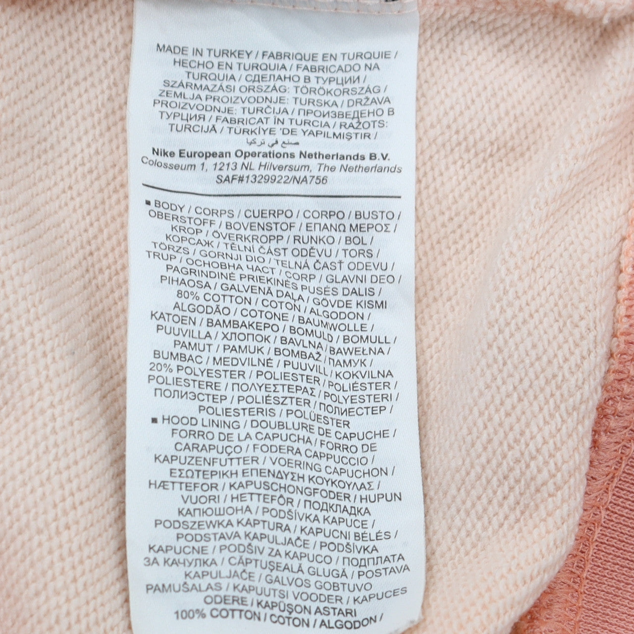 Nike Women's Pink Colourblock Pullover Hoodie Size S Cotton Blend