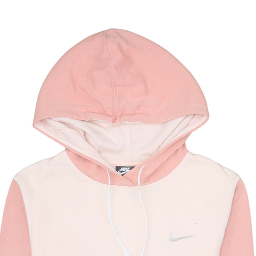 Nike Women's Pink Colourblock Pullover Hoodie Size S Cotton Blend