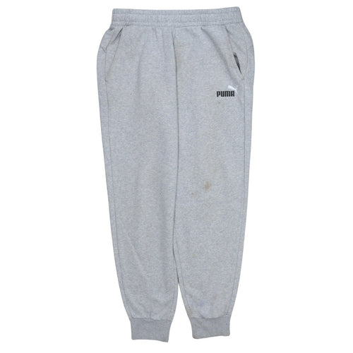 Puma Men’s Grey Fleece Sweatpants L Regular Fit Casual Tapered
