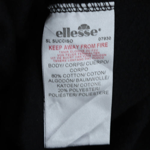 Ellesse Men’s Black Regular Fit Crew Neck Pullover Sweatshirt S