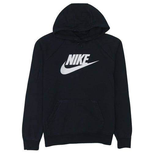 Nike Mens Black Pullover Hoodie Medium Logo Fleece Sweatshirt