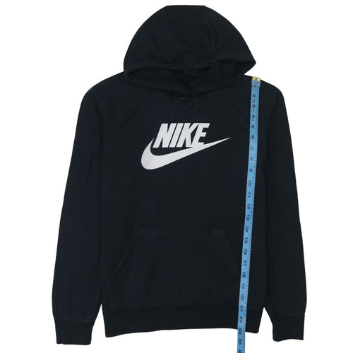 Nike Mens Black Pullover Hoodie Medium Logo Fleece Sweatshirt