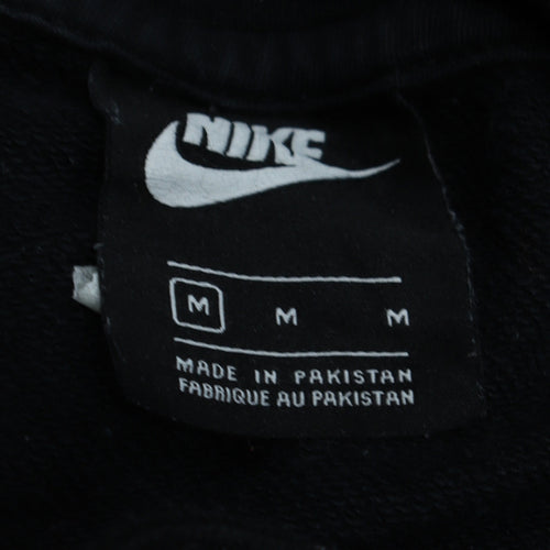 Nike Mens Black Pullover Hoodie Medium Logo Fleece Sweatshirt