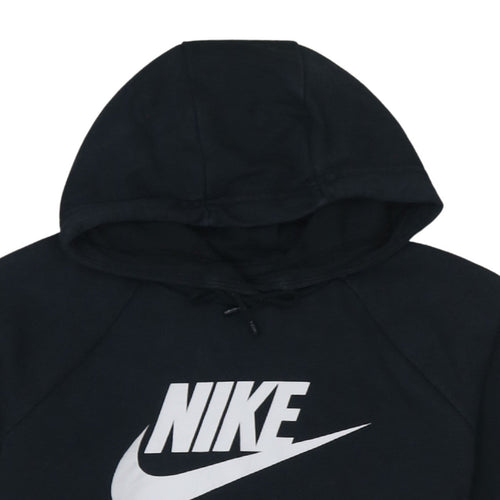 Nike Mens Black Pullover Hoodie Medium Logo Fleece Sweatshirt