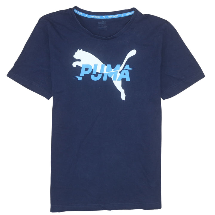 Puma Men's Blue Graphic Logo Short Sleeve Cotton T-Shirt Size M