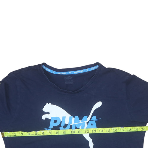 Puma Men's Blue Graphic Logo Short Sleeve Cotton T-Shirt Size M