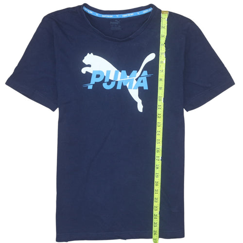 Puma Men's Blue Graphic Logo Short Sleeve Cotton T-Shirt Size M