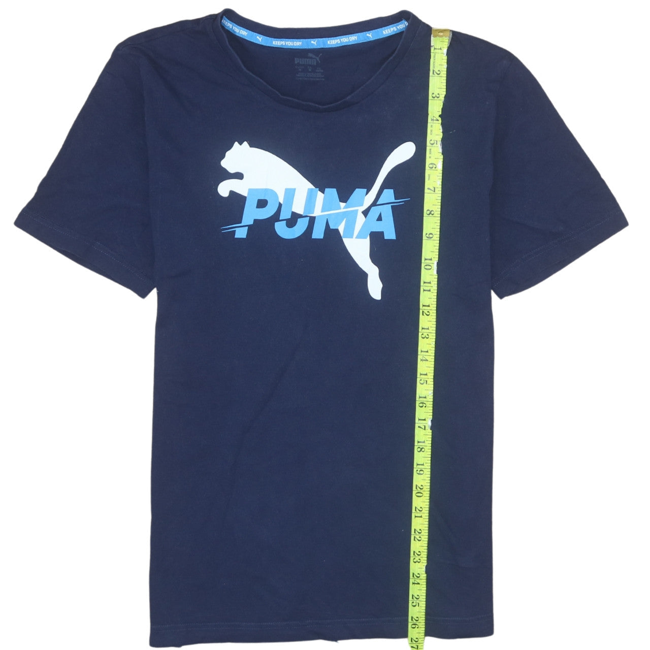 Puma Men's Blue Graphic Logo Short Sleeve Cotton T-Shirt Size M