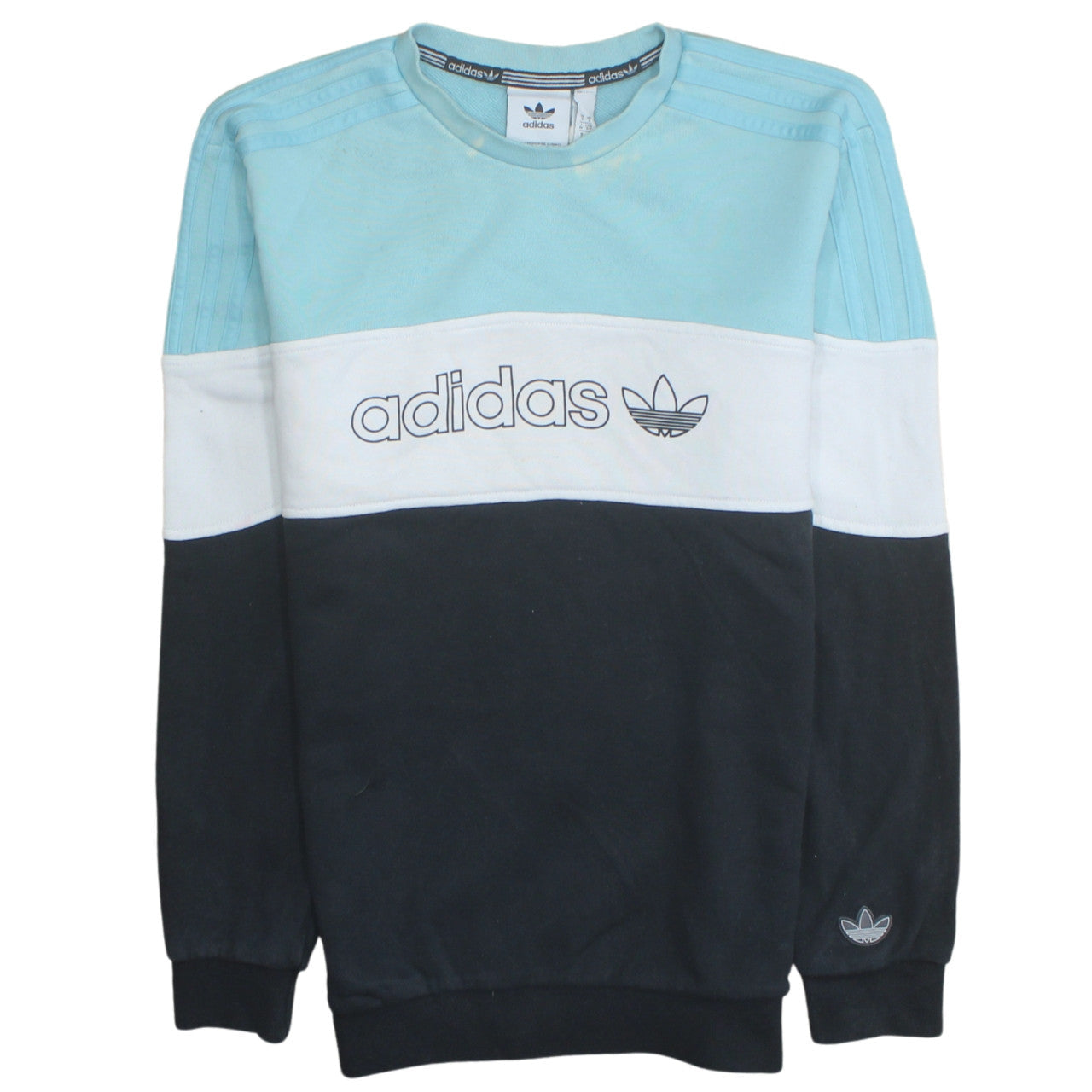 Adidas Mens Blue Colour Block Crew Neck Sweatshirt Small