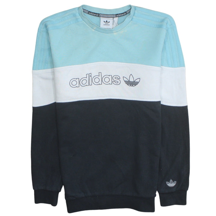 Adidas Mens Blue Colour Block Crew Neck Sweatshirt Small