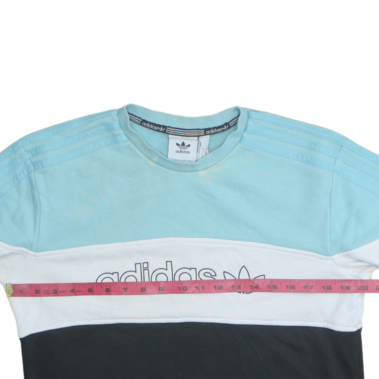 Adidas Mens Blue Colour Block Crew Neck Sweatshirt Small