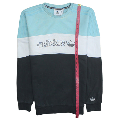 Adidas Mens Blue Colour Block Crew Neck Sweatshirt Small