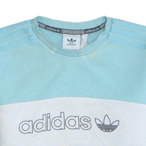 Adidas Mens Blue Colour Block Crew Neck Sweatshirt Small