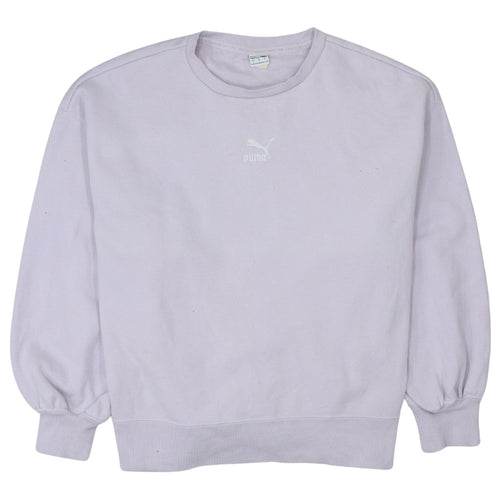 Puma Womens Lilac Crew Neck Pullover Sweatshirt Size L Relaxed Fit