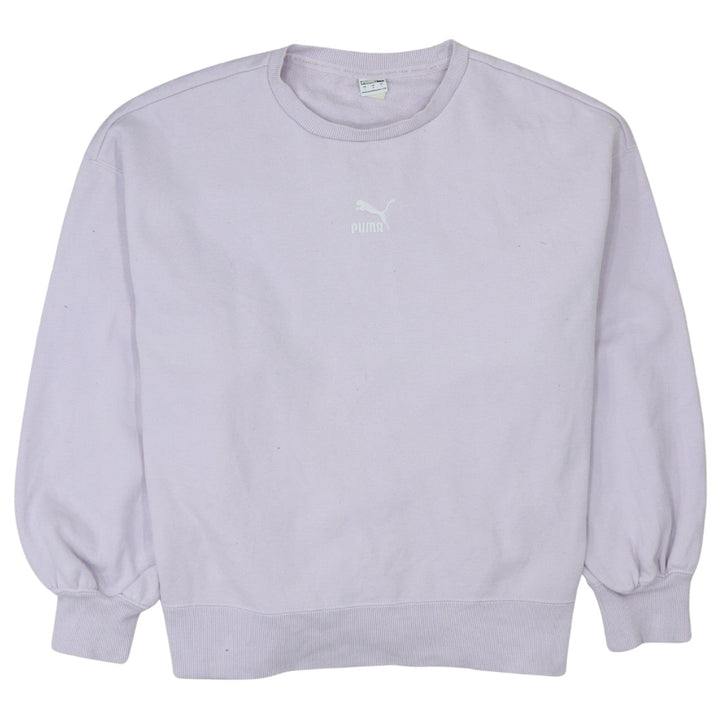 Puma Womens Lilac Crew Neck Pullover Sweatshirt Size L Relaxed Fit