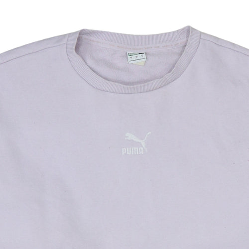 Puma Womens Lilac Crew Neck Pullover Sweatshirt Size L Relaxed Fit