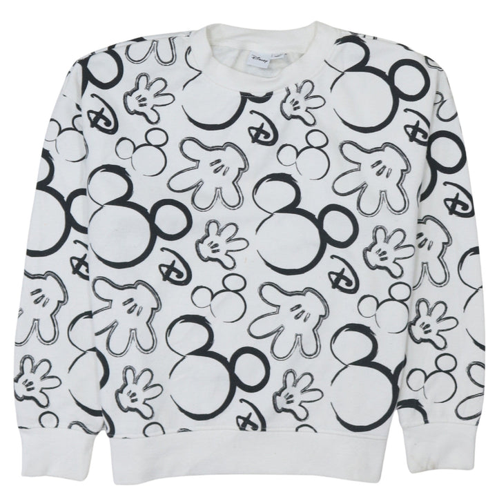 Disney Primark Women White Mickey Print Pullover Sweatshirt Size S