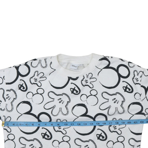 Disney Primark Women White Mickey Print Pullover Sweatshirt Size S