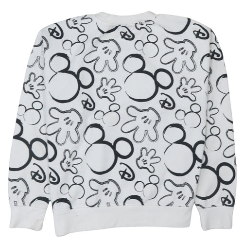 Disney Primark Women White Mickey Print Pullover Sweatshirt Size S