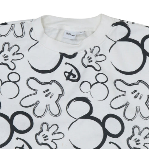Disney Primark Women White Mickey Print Pullover Sweatshirt Size S