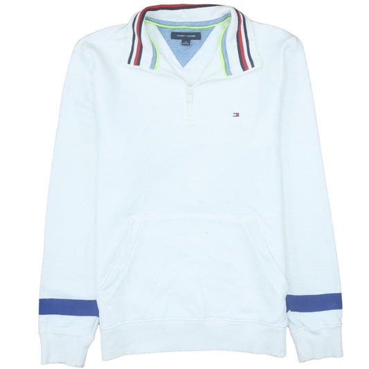 Tommy Hilfiger Men's White 1/4 Zip Logo Sweatshirt Size M