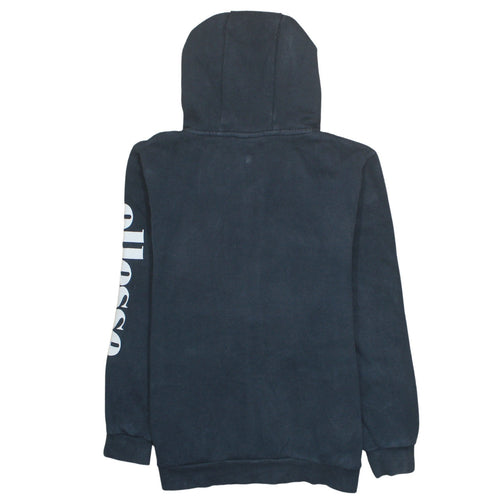 Ellesse Women's Black Full Zip Hoodie UK 16 Logo Print Cotton Blend