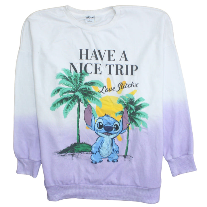 Disney Stitch at George Women’s White Purple Pullover Sweatshirt Size 8-10
