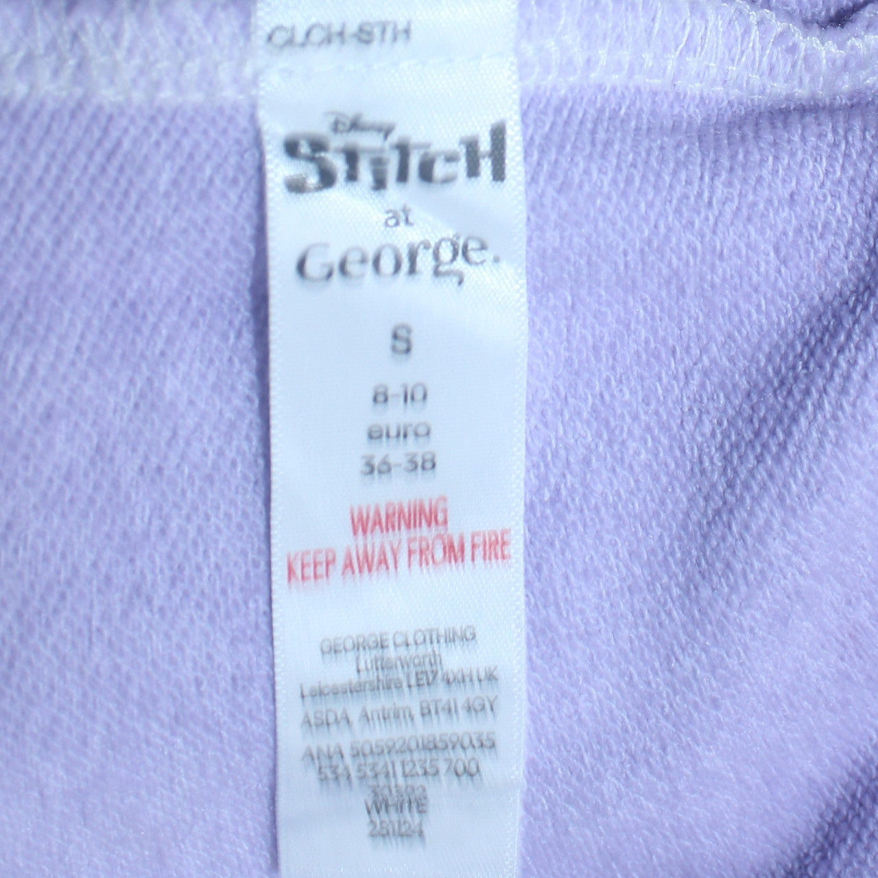 Disney Stitch at George Women’s White Purple Pullover Sweatshirt Size 8-10