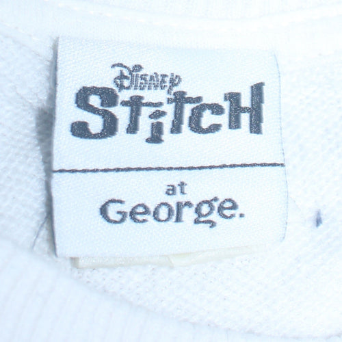 Disney Stitch at George Women’s White Purple Pullover Sweatshirt Size 8-10