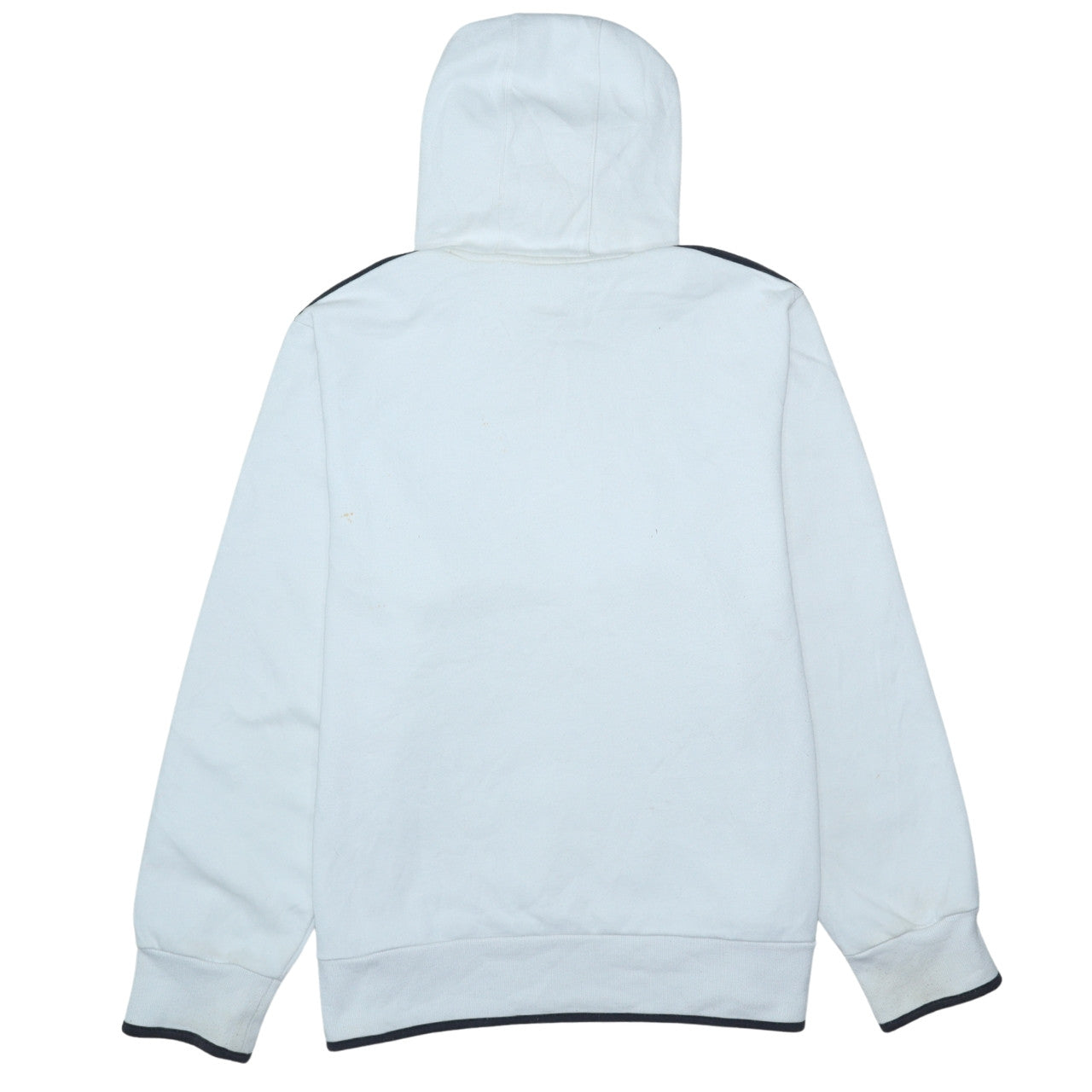 Adidas Mens White XL Pullover Hoodie with Logo Stripes