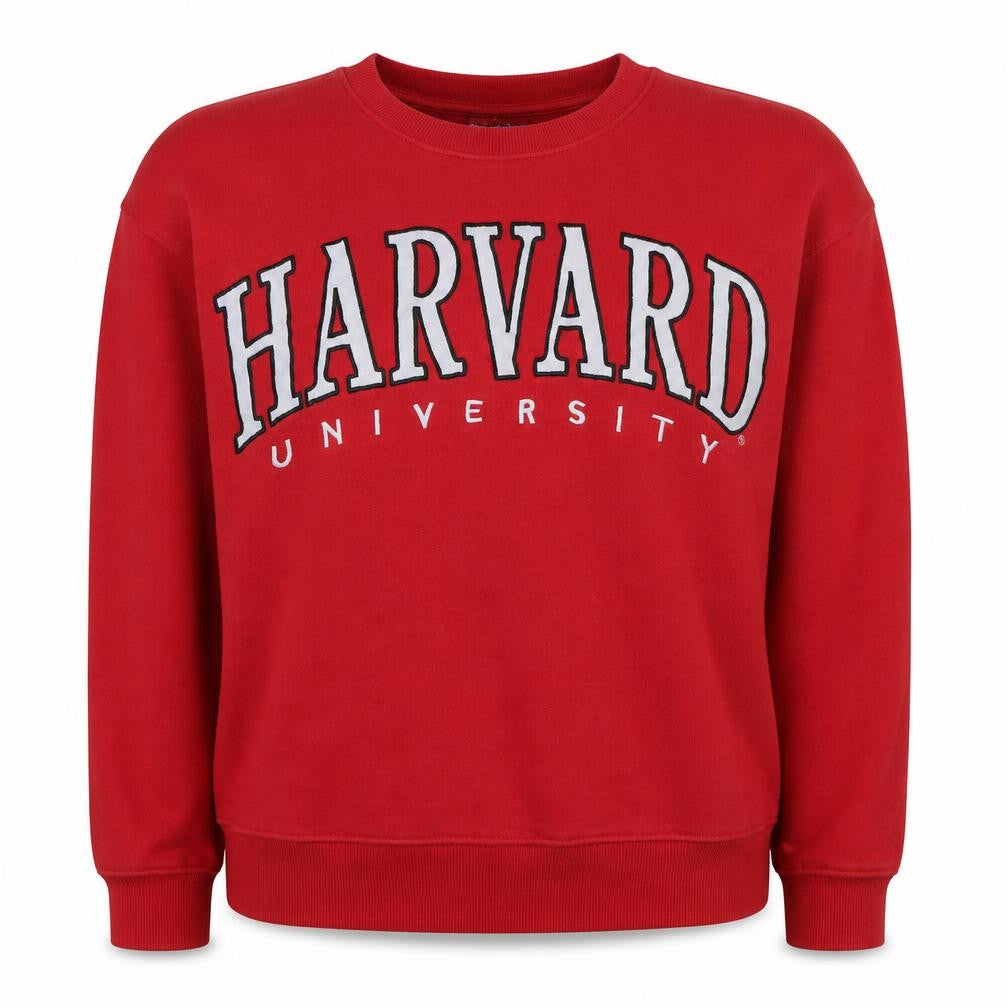 Front view of F&F Women Red Harvard University Logo Sweatshirt, size 14