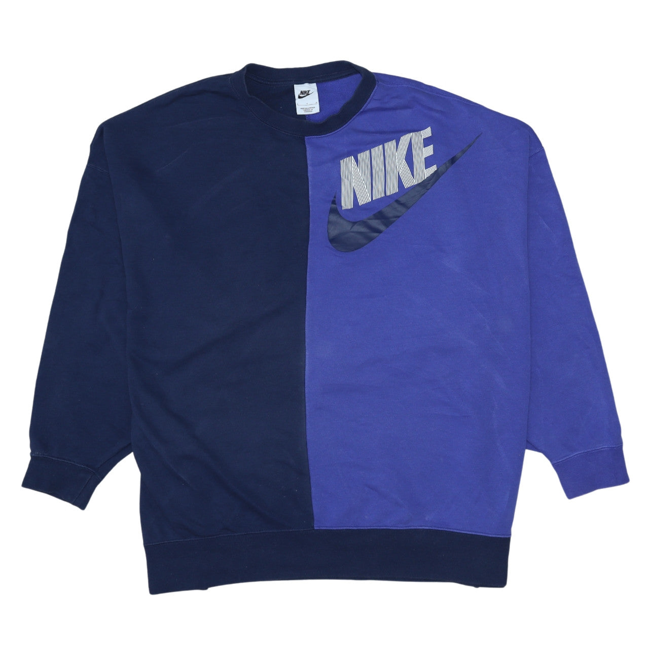 Nike Womens Blue Colourblock Crew Neck Sweatshirt Size L