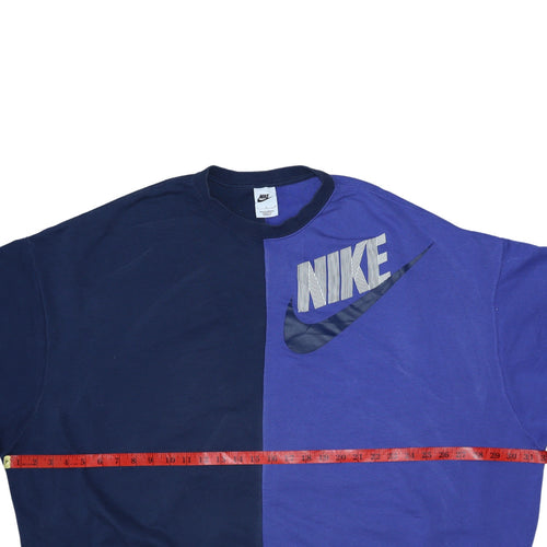 Nike Womens Blue Colourblock Crew Neck Sweatshirt Size L