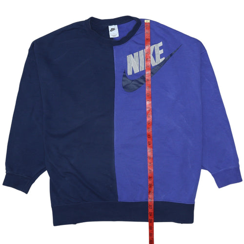 Nike Womens Blue Colourblock Crew Neck Sweatshirt Size L