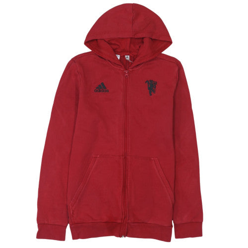 Adidas Boys Red Full Zip Hoodie 15-16 Years Manchester United Design