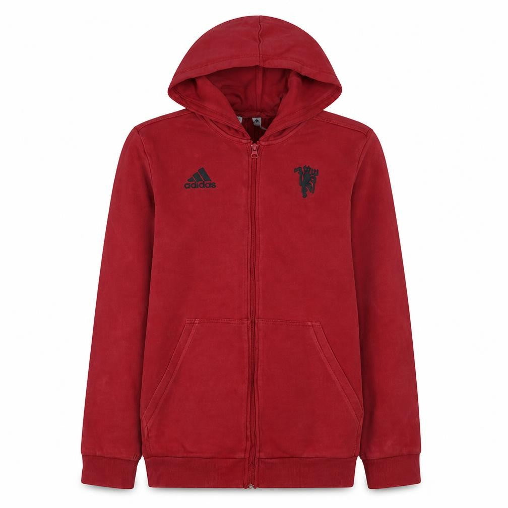 Adidas Boys Red Full Zip Hoodie 15-16 Years Manchester United Design