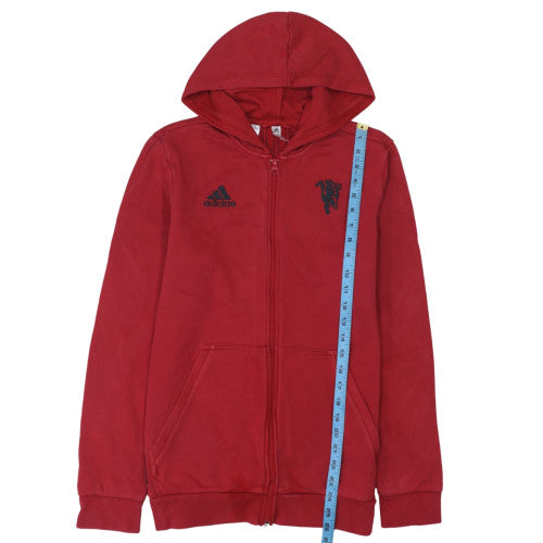 Adidas Boys Red Full Zip Hoodie 15-16 Years Manchester United Design