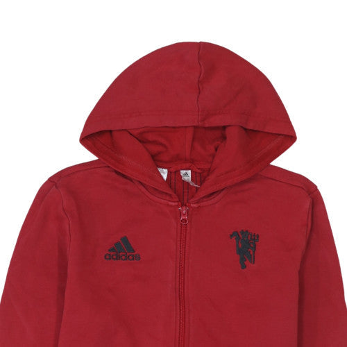Adidas Boys Red Full Zip Hoodie 15-16 Years Manchester United Design