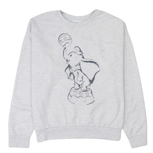 Disney Women Grey Dumbo Sweatshirt UK 12/14 Crew Neck Pullover
