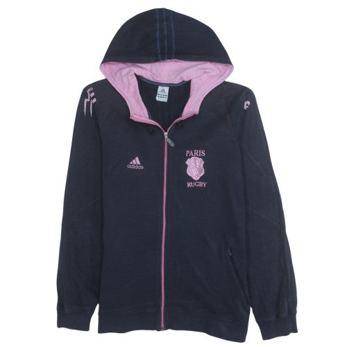 Adidas Womens Navy Pink Full Zip Paris Rugby Hoodie Size L