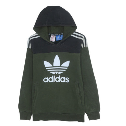 Adidas Boys Green & Black Pullover Hoodie L 14-16 Years Cotton Blend