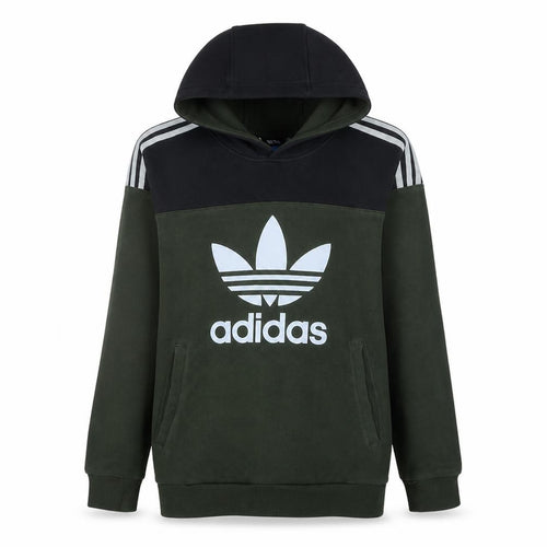 Adidas Boys Green & Black Pullover Hoodie L 14-16 Years Cotton Blend