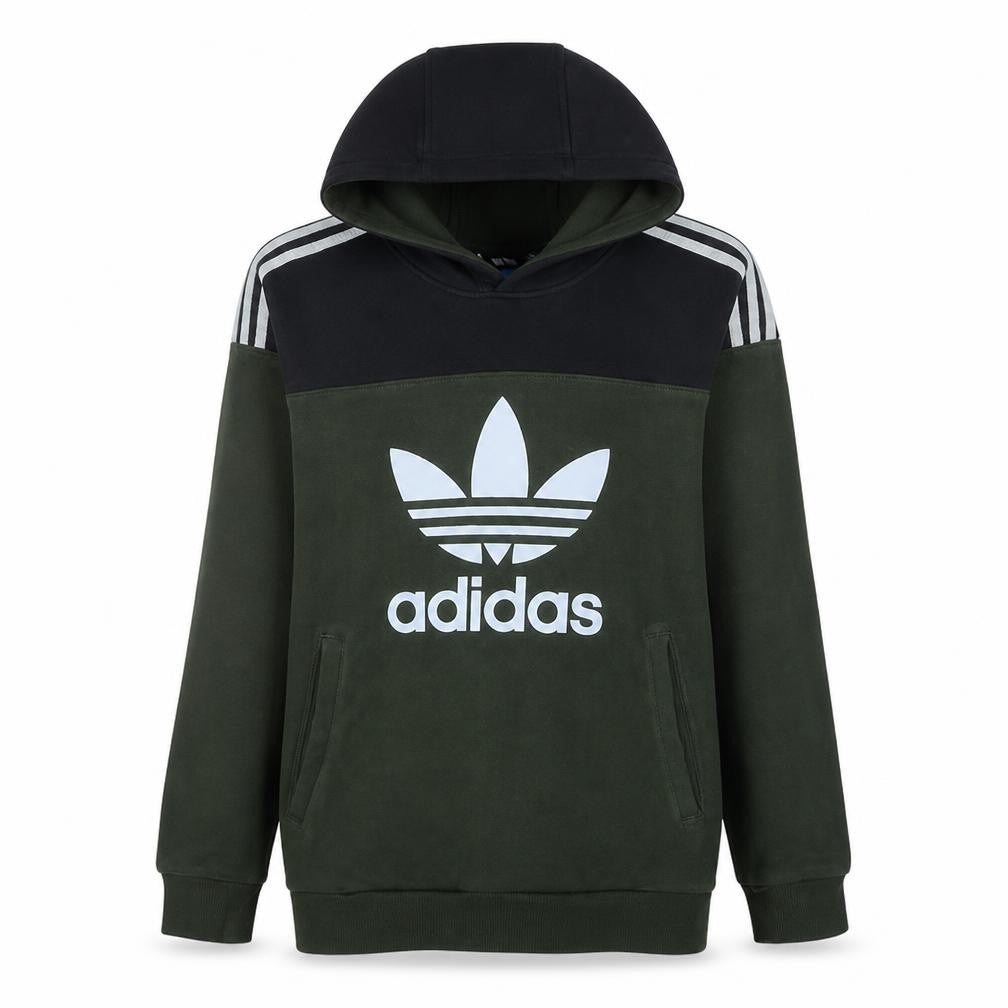 Adidas Boys Green & Black Pullover Hoodie L 14-16 Years Cotton Blend