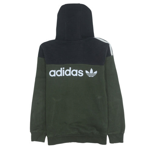 Adidas Boys Green & Black Pullover Hoodie L 14-16 Years Cotton Blend