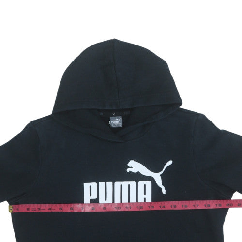 Puma Women Black Pullover Hoodie Large Logo Hooded Sweatshirt