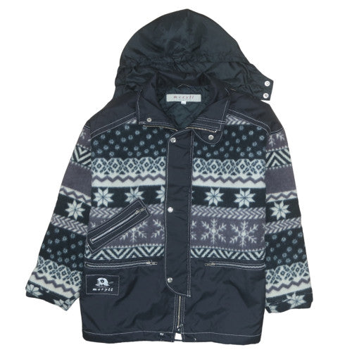 Meryll Jeans Men's Blue Fair Isle Hooded Parka Jacket Size 38