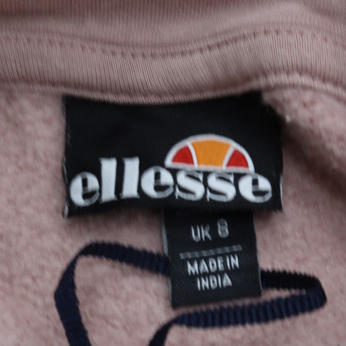 Ellesse Womens Pink Pullover Hoodie UK 8 Cotton Blend Casual Sweatshirt